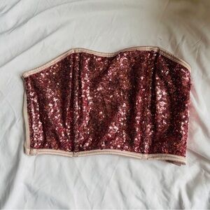 Victoria’s Secret Sequin Strapless Corset Bralette - Rose Gold / Bronze (M)